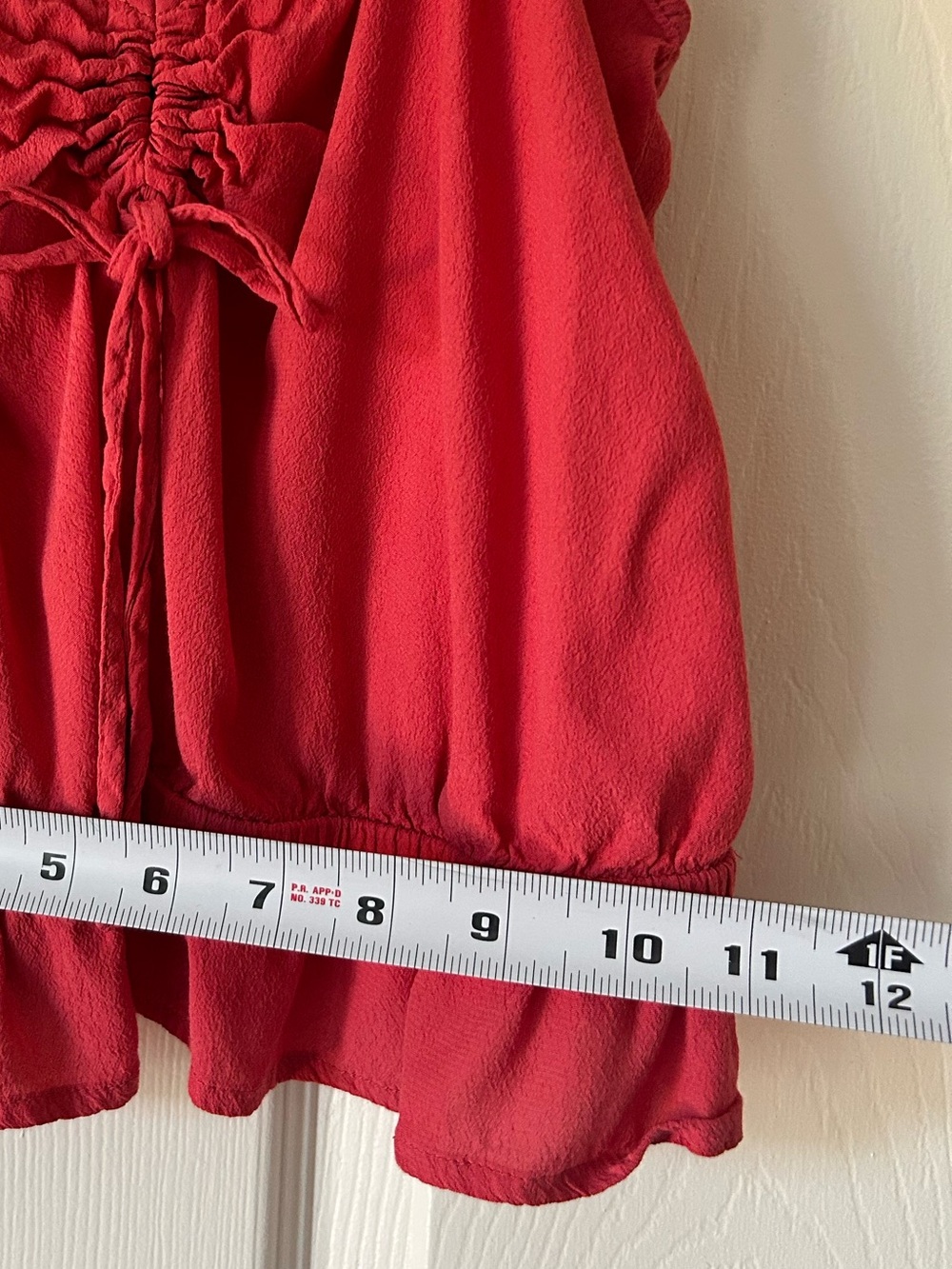 Express Red Ruffle Strap Tie Front Cami Ruched Tank Top - Size Small - Picture 8 of 8